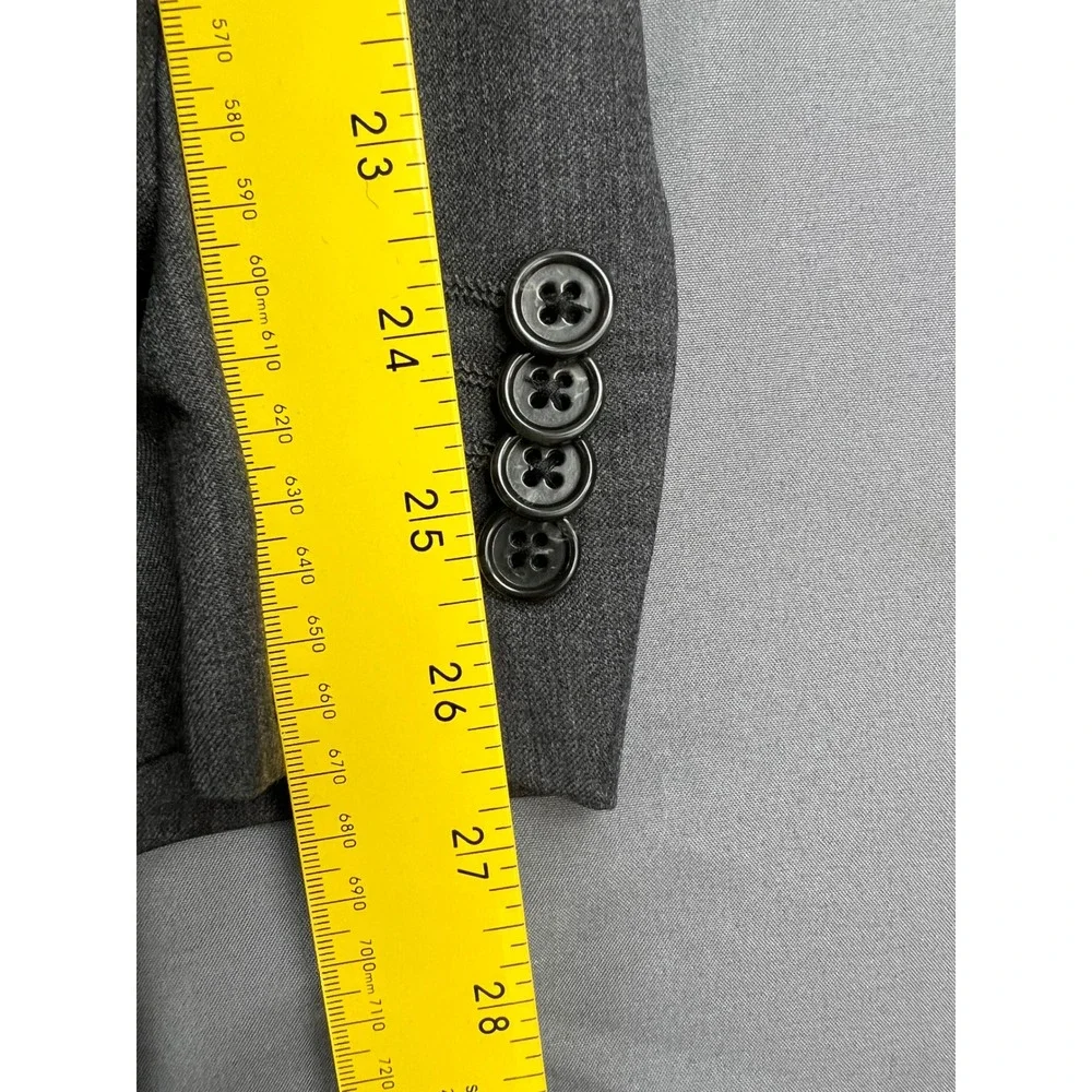 Alfani Slim Fit Suit Jacket Mens 46L Grey Wool Blazer Fair Condition 2 Button